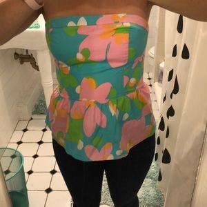 Lilly Pulitzer Strapless peplum Top